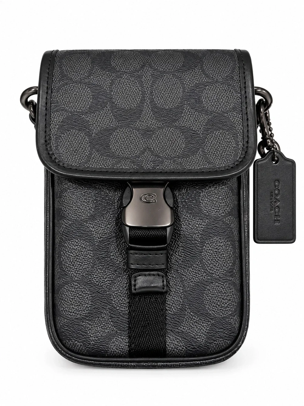 Coach Black Signature Monogram Crossbody Pouch
